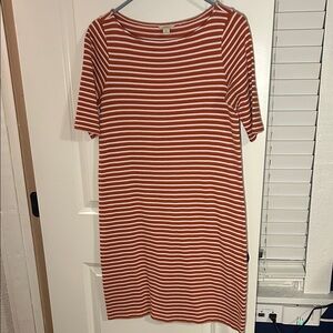 Fossil Rust and White Striped Midi Dress